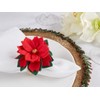 Saro Lifestyle Handcrafted Felt Poinsettia Napkin Ring (Set of 4), Red - 4 of 4
