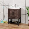 Lyngins Bathroom Vanity with Sink & Aluminum Gunmetal Faucet, Freestanding Bathroom Cabinet with Storage Doors & Open Iron Shelf for Outdoor-Ready - 2 of 4