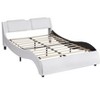 Queen Bed With LED Lights, Faux Leather Upholstered Bed Frame, Wood Slat Support No Box Spring Needed, Modern Wave-Like Bed Frame Bedroom - 3 of 4