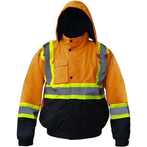 Premium High Visibility Hi Vis Waterproof Fleece Lined Jacket Parka With Detachable Hood Target