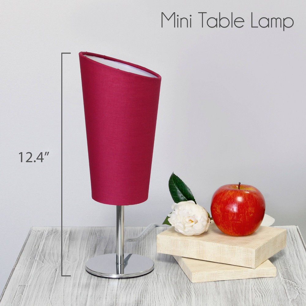 Photos - Floodlight / Street Light Simple Designs Mini Chrome Table Lamp with Angled Fabric Shade