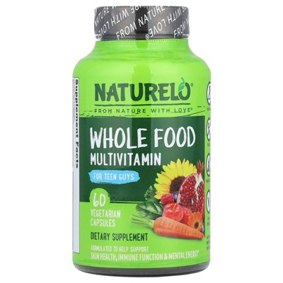 NATURELO Whole Food Multivitamin for Teen Guys, 60 Vegetarian Capsules