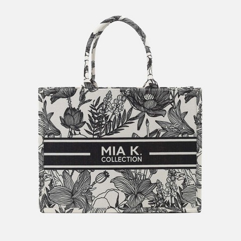 MKF Collection Canvas Beach Tote Shopper Bag, Adorabella | MKF Collection by Mia K - Black