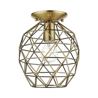 Livex Lighting Geometrix 1 - Light Flush Mount in  Antique Brass
