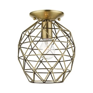 Livex Lighting Geometrix 1 - Light Flush Mount in  Antique Brass - 1 of 4