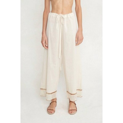 Women's Drawstring Pant with Hand Crochet Trim - CHAN LUU