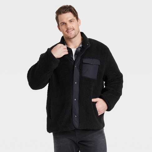 Men's Big & Tall High Pile Fleece Faux Fur Jacket - Goodfellow & Co™ Black  5XLT