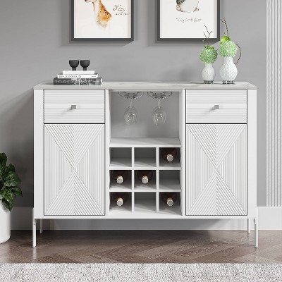 42" Wine Cabinet with Textured Patterns and Marbling Pattern Countertop - Festivo