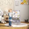 Qaba Art Easel for Kids with Paper Roll, 3 in 1 Toddler Painting Easel with Blackboard, Whiteboard, Storage Baskets, Gray - 3 of 4