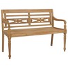vidaXL Batavia Bench with Black Cushion, 44.1" Solid Teak Wood - 3 of 4