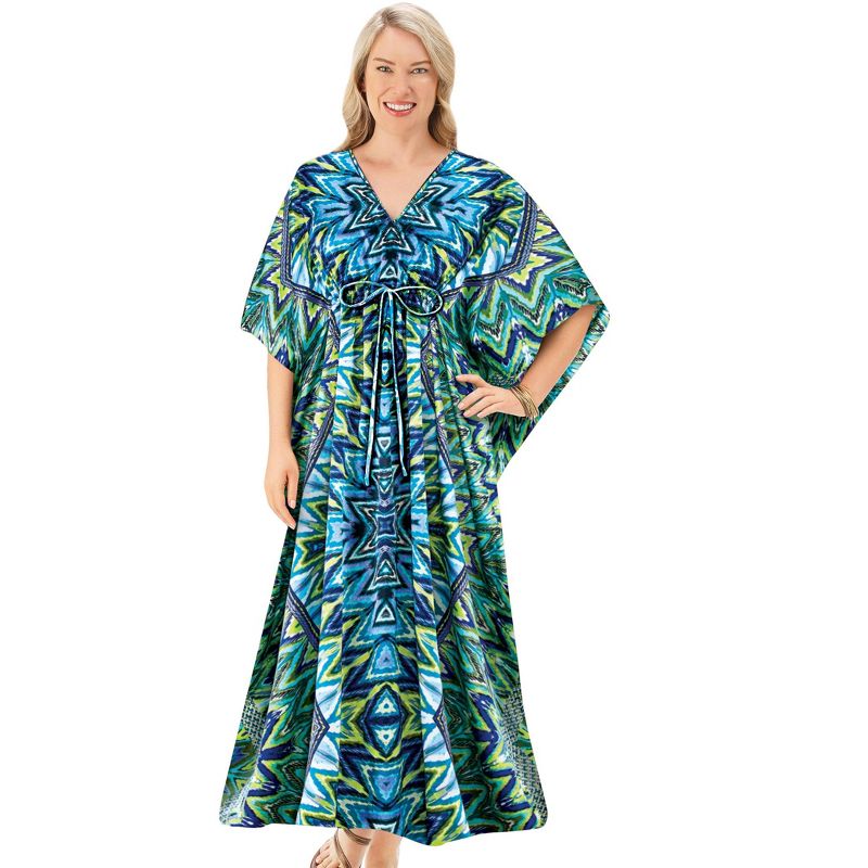 Collections Etc Abstract Cinched Empire Caftan, 2 of 6