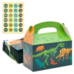Blue Panda 24 Pack Dinosaur Party Favor Boxes with Handle and Stickers for Kids' Dino Birthday Supplies (6.2 x 3.6 x 3.5 in) - 1 of 4