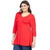 Plus Three Quarter Sleeve V Neck Tunic Top - 24seven Comfort Apparel™ - 2 of 4