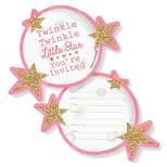 Big Dot of Happiness Pink Twinkle Twinkle Little Star - Shaped Invitations - Baby Shower or Birthday Party Invitation Cards with Envelopes - Set of 12