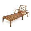 GDFStudio Abena Outdoor Acacia Wood Adjustable Chaise Lounge with Wheels - 2 of 4