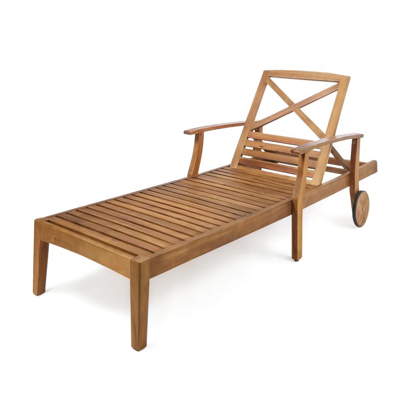 Perla Acacia Chaise Lounge - Teak - Christopher Knight Home, 1 of 7