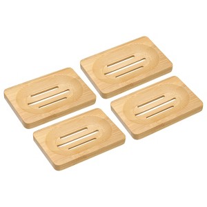Unique Bargains Natural Bamboo Wooden Soap Dish with Self-Draining for Bathroom Bathtub - 1 of 3