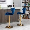 Kumasinova Set of 2 Tufted Velvet Counter Height Bar Stools – Adjustable Height, Swivel Bar Stools with Gold Base for Kitchen Island, Home Bar - 2 of 4