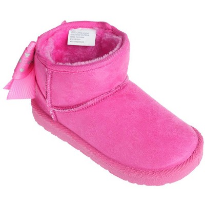 bebe Girl's Toddler Lightweight Winter Boot with Slanted Top Line and Bow