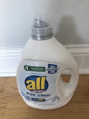 all Liquid Laundry Detergent, Free Clear for Sensitive Skin, Unscented and  Hypoallergenic, 2X Concentrated, 110 Loads
