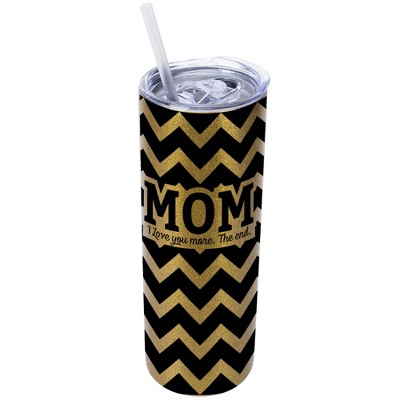 Elanze Designs Vegas Gold 20 Ounce Double Wall Stainless Steel Glitter Travel Tumbler With Sliding Lid And Straw, Mom I love you more. The End