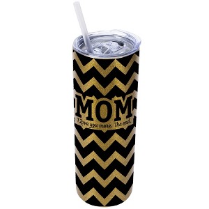 Elanze Designs Vegas Gold 20 Ounce Double Wall Stainless Steel Glitter Travel Tumbler With Sliding Lid And Straw, Mom I love you more. The End - 1 of 4