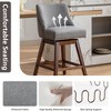 QingMoon Swivel Bar Stools Set of 2, 26'' Linen Fabric Counter Height Chairs with Solid Wood Legs and Rivet Trim Design for Kitchen Island, Pub - 4 of 4