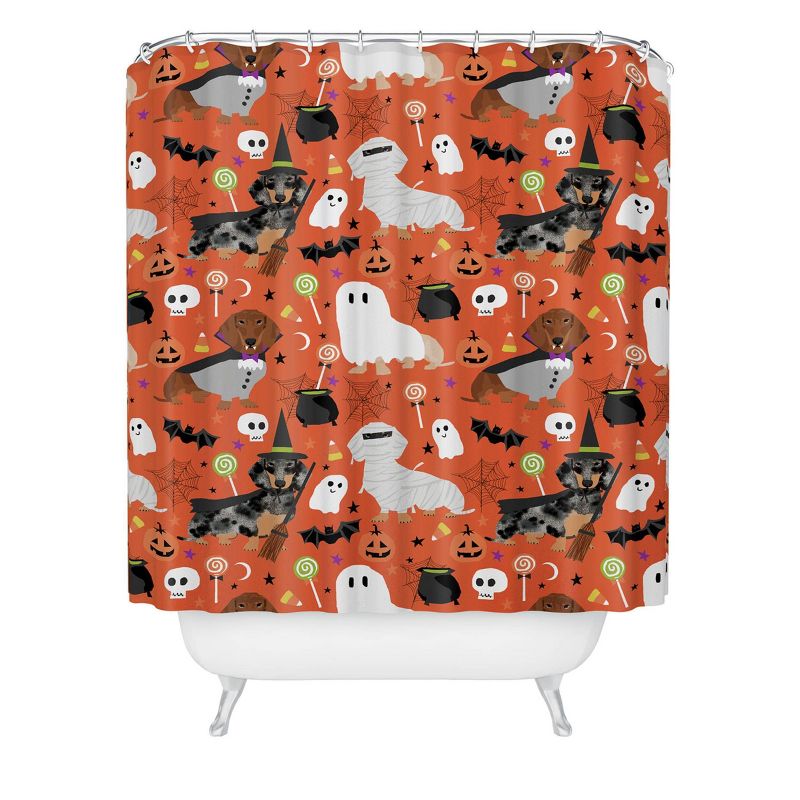 Dachshund Dog Breed Halloween Shower Curtain - Deny Designs, 1 of 4