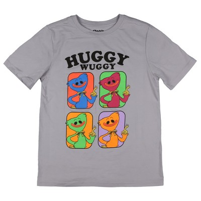 Seven Times Six Poppy Playtime Shirt Boy's Huggy Wuggy Short Sleeve Graphic Tee Grey