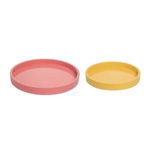 Transpac Wood 18.1 in. Multicolor Spring Serving Tray Set of 2 - 1 of 2
