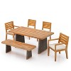 Christopher Knight Home Juliette Rustic 7 Piece Outdoor Rattan Acacia Wood Slatted Dining Set with Cushions - 2 of 4