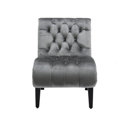 NicBex Armless Accent Chair with Tufted Button Back Modern Upholstered Velvet Sofa Chair with Wood Legs for Bedroom,Living Room