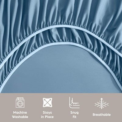 Twin XL Blue Deep Pocket Microfiber Sheet Set