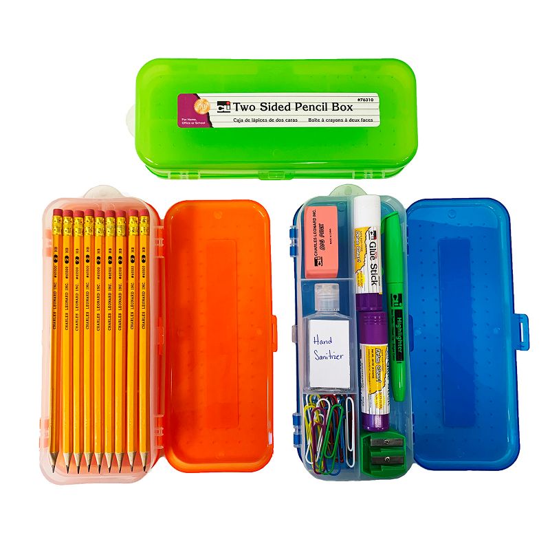 Charles Leonard Pencil Box, Double Sided, Assorted Colors, Pack of 24, 3 of 4