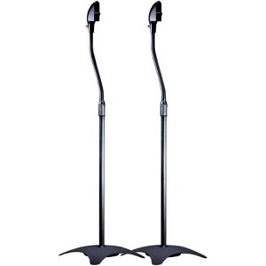 Paaaawaters Satellite Speaker Floor Stands - Black (Pair) Supports. Each, Height Adjustable - 1 of 4