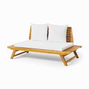 Christopher Knight Home Sedona Outdoor Acacia Wood Loveseat with Cushions - 1 of 4