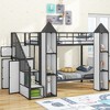 PAGED Twin over Twin Bunk Bed Castle Shaped Metal Bed Frame with Wardrobe and Storage Stairs for Bedroom - 2 of 4
