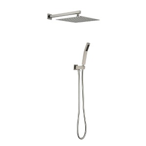 SEVOBAL Shower Faucets, Square Rain Shower Head with Handheld Showerhead and Hose for Complete Bathroom Shower System, Silver, 17.3"*14.2"*7.1" - 1 of 4