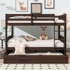TIRAMISUBEST Full Over Full Size Bunk Bed with Twin Size Trundle, Rubber Wood Bunk Bedframe with Ladder & Guardrails, Convertible to 2 Full Size Beds - 2 of 4