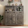 Farmhouse Sideboard Buffet with Microwave Stand, Barn Doors Buffet Storage Cabinet with Drawers and Shelves, Wood Coffee Bar Cabinet - 2 of 4