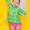 RuffleButts Girls UPF50+ Sun Protected Scallop Hem Long Sleeve Rash Guard Bikini - image 3 of 4