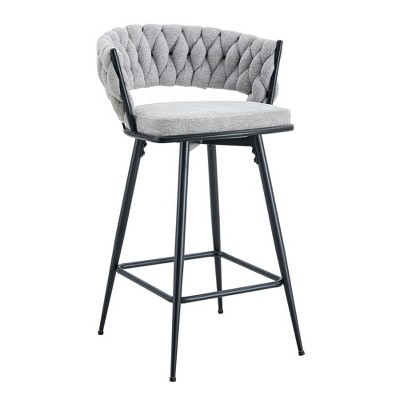 Lirago Two Sets of Swivel Bar Stools with Cotton-Linen Cushions & Electroplated Metal Frames-Rotatable Design for Restaurant,  Bar & Living Room, Gray