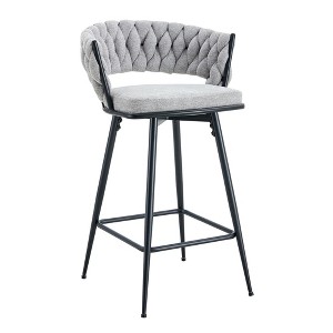 Lirago Two Sets of Swivel Bar Stools with Cotton-Linen Cushions & Electroplated Metal Frames-Rotatable Design for Restaurant,  Bar & Living Room, Gray - 1 of 4