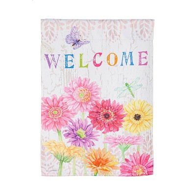 Gerbera Daisy Welcome Garden Suede Flag