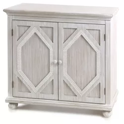 Two Door with Hexagon Details Wooden Cabinet White - StyleCraft