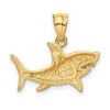 Black Bow Jewelry 14k Yellow Gold Satin & Diamond-Cut 2D Shark Pendant, 20mm (3/4 Inch) - 3 of 4