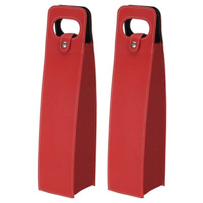 Unique Bargains Foldable Reusable Leather Wine Gift Bag for Picnic Party 2 Pcs