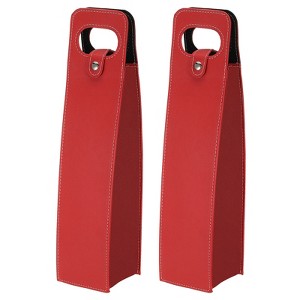 Unique Bargains Foldable Reusable Leather Wine Gift Bag for Picnic Party 2 Pcs - 1 of 3
