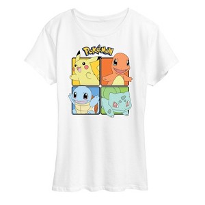 Women's - Pokémon - Pikachu Charmander Bulbasaur Squirtle Square Short Sleeve Graphic T-Shirt - 1 of 4