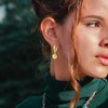 Gold Huggie Small Hoop Earrings with Charm Personalized /Star/Cross/Lock/Key 18k Gold Plated Crystal Drop Dangle Earrings for Women - 2 of 4